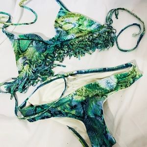 Anthropology L Space Fringed bikini